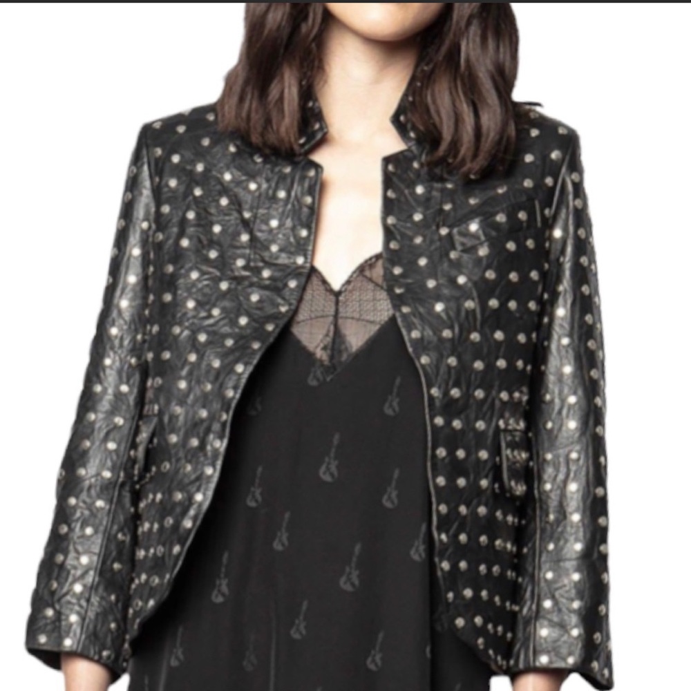 Zadig & Voltaire Leather Studs Jacket Size S